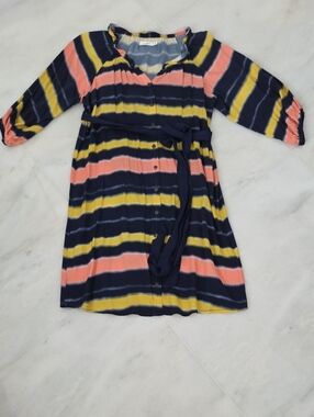 Anthropologie Navy  Striped Button-Front Dress